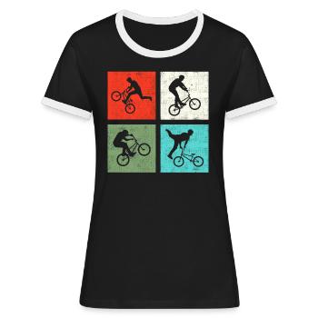 BMX Retro - Frauen Kontrast-T-Shirt - Schwarz/Weiß - Vorne - Selfina (174cm)