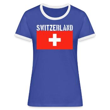 Schweiz Flagge - Frauen Kontrast-T-Shirt - Blau/Weiß - Vorne