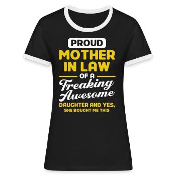 Schwiegermutter Mutter Schwiegermutter - Frauen Kontrast-T-Shirt - Schwarz/Weiß - Vorne - Selfina (174cm)