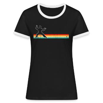 Karaté Arts Martiaux Rétro - T-shirt contrasté Femme - noir/blanc - Devant - Selfina (174cm)