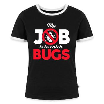 QA Ingenieur QA Tester Software Tester - Frauen Kontrast-T-Shirt - Schwarz/Weiß - Vorne - Selfina (174cm)