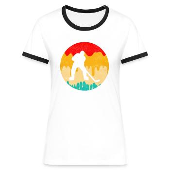 Eishockey Retro - Frauen Kontrast-T-Shirt - Blau/Weiß - Vorne