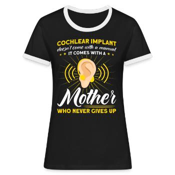 Hörgerät Gebärdensprache Gehörlose - Frauen Kontrast-T-Shirt - Schwarz/Weiß - Vorne - Selfina (174cm)