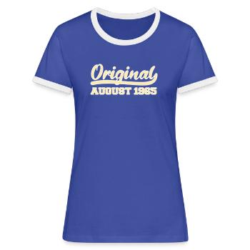 57e anniversaire Naissance en août 1965 Idée cadeau - T-shirt contrasté Femme - bleu/blanc - Devant