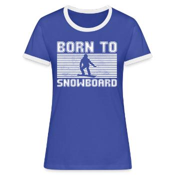 Snowboarden - Frauen Kontrast-T-Shirt - Blau/Weiß - Vorne
