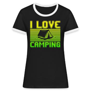 I love camping - Frauen Kontrast-T-Shirt - Schwarz/Weiß - Vorne - Selfina (174cm)