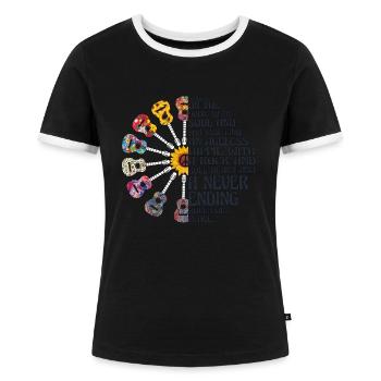 Hippie 2 - Women's Ringer T-Shirt - black/white - Front - Selfina (174cm)