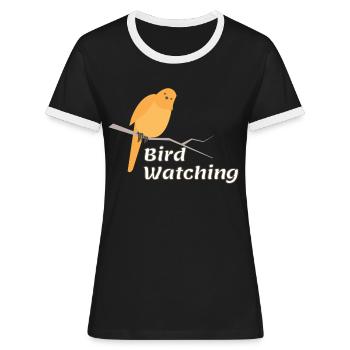 Bird Bird Watching Birds Nature Gift - Women's Ringer T-Shirt - black/white - Front - Selfina (174cm)