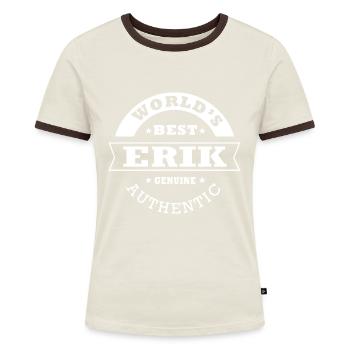 Erik s bestes personalisiertes Geschenk der Welt Name Erik - Frauen Kontrast-T-Shirt - Blau/Weiß - Vorne