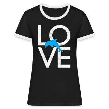 Delfin - Frauen Kontrast-T-Shirt - Schwarz/Weiß - Vorne - Selfina (174cm)
