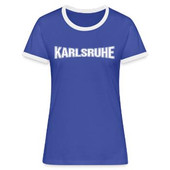 Karlsruhe - T-shirt contrasté Femme - bleu/blanc - Devant