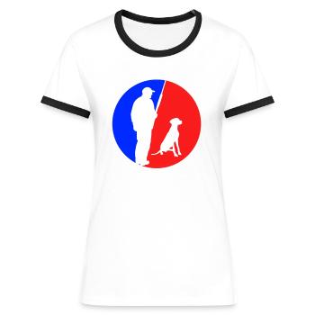 Logo de chasse - T-shirt contrasté Femme - bleu/blanc - Devant