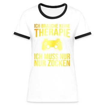 Gaming Therapie Spruch - Frauen Kontrast-T-Shirt - Blau/Weiß - Vorne