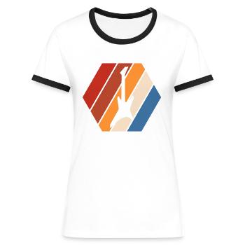 E Guitare Rétro - T-shirt contrasté Femme - bleu/blanc - Devant
