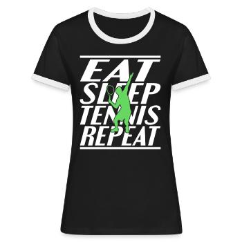 Manger du tennis endormi - T-shirt contrasté Femme - noir/blanc - Devant - Selfina (174cm)