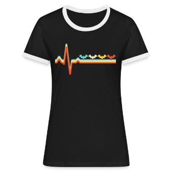Fledermaus retro herzschlag - Frauen Kontrast-T-Shirt - Schwarz/Weiß - Vorne - Selfina (174cm)