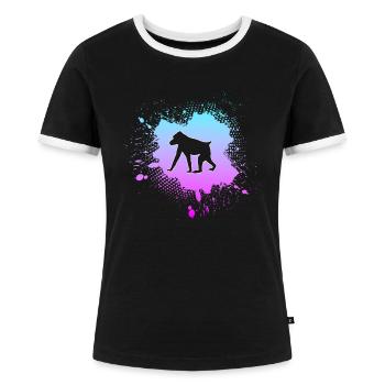 Monkey - Women's Ringer T-Shirt - black/white - Front - Selfina (174cm)
