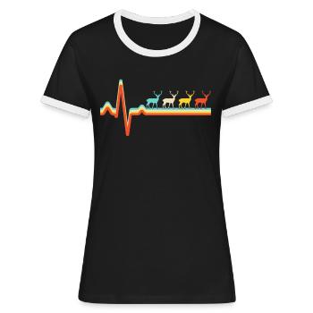 Deer Retro Heartbeat - T-shirt contrasté Femme - noir/blanc - Devant - Selfina (174cm)