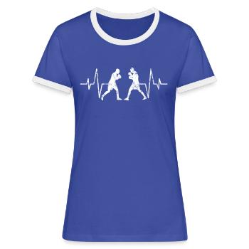 Battement de cœur de boxe - T-shirt contrasté Femme - bleu/blanc - Devant