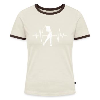 Golf Golferin Herzschlag - Frauen Kontrast-T-Shirt - Blau/Weiß - Vorne