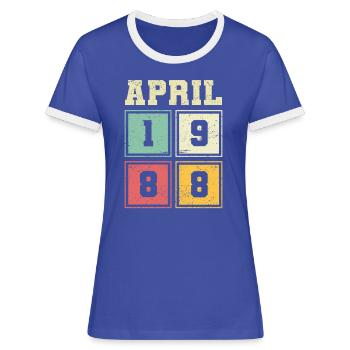 35th birthday April Vintage 1988 Vintage - Women's Ringer T-Shirt - blue/white - Front