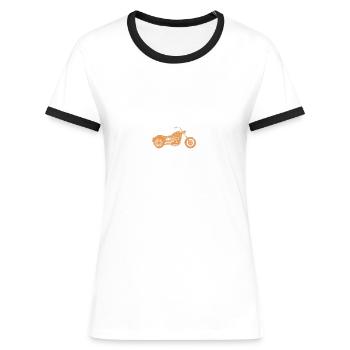 Motorrad Shirt - Frauen Kontrast-T-Shirt - Blau/Weiß - Vorne