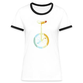 Rétro monocycle - T-shirt contrasté Femme - bleu/blanc - Devant