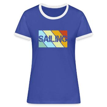Rétro de la voile - T-shirt contrasté Femme - bleu/blanc - Devant