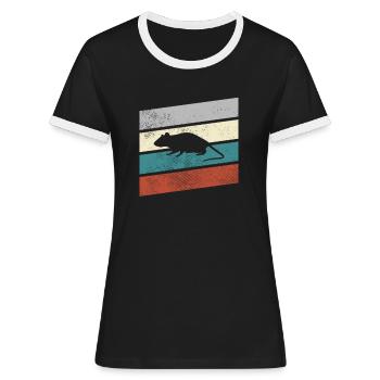 Maus Retro - Frauen Kontrast-T-Shirt - Schwarz/Weiß - Vorne - Selfina (174cm)