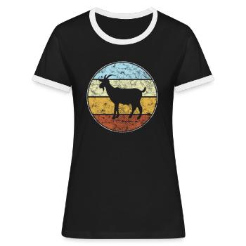 Ziege Retro - Frauen Kontrast-T-Shirt - Schwarz/Weiß - Vorne - Selfina (174cm)