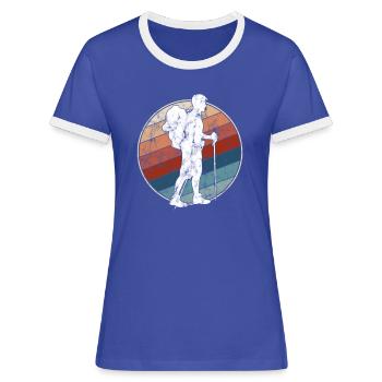 Randonnée Rétro - T-shirt contrasté Femme - bleu/blanc - Devant