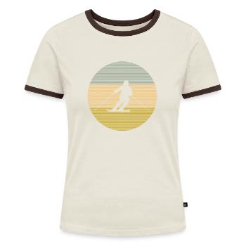 Ski - T-shirt contrasté Femme - bleu/blanc - Devant