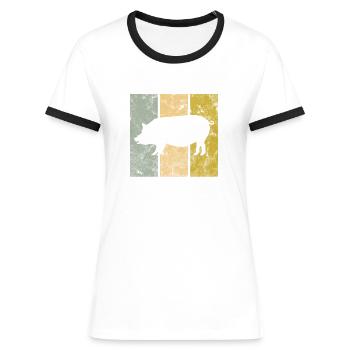 Pig - Women's Ringer T-Shirt - blue/white - Front