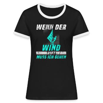 Kite surfen Spruch - Frauen Kontrast-T-Shirt - Schwarz/Weiß - Vorne - Selfina (174cm)