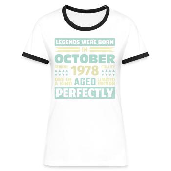 45th Birthday October Vintage 1978 Vintage - Women's Ringer T-Shirt - blue/white - Front