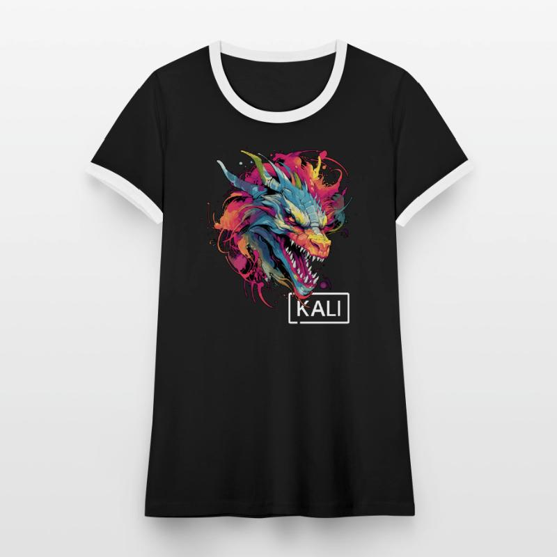 Kali Linux Dragon Design coloré pour DevOps et T-shirt contrasté Femme