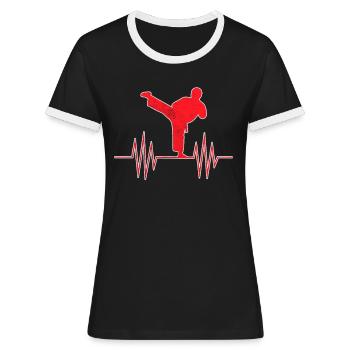 Kampfsportler Herzschlag - Frauen Kontrast-T-Shirt - Schwarz/Weiß - Vorne - Selfina (174cm)