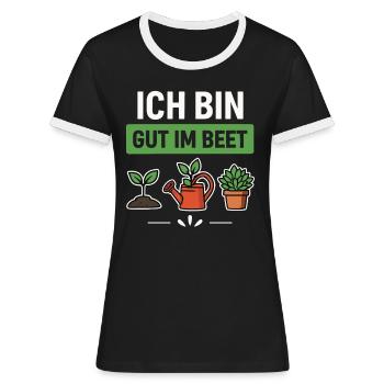 Garten Gärtner Beet Spruch - Frauen Kontrast-T-Shirt - Schwarz/Weiß - Vorne - Selfina (174cm)