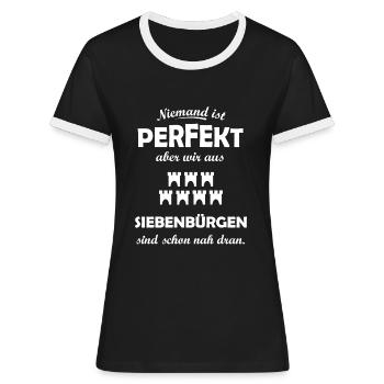 Die Heimat Siebenbürgen - Frauen Kontrast-T-Shirt - Schwarz/Weiß - Vorne - Selfina (174cm)