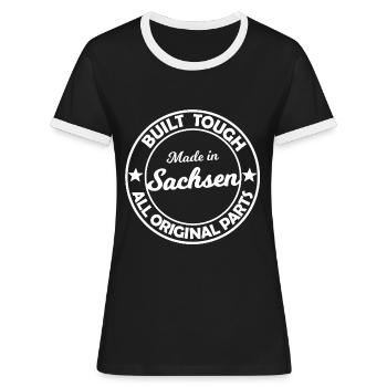 Die Sachsen Legenden - Frauen Kontrast-T-Shirt - Schwarz/Weiß - Vorne - Selfina (174cm)