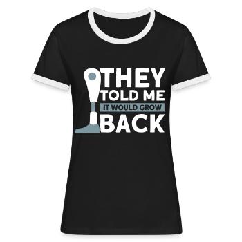 Handicap Amputee Amputation Prosthetic Leg - Women's Ringer T-Shirt - black/white - Front - Selfina (174cm)