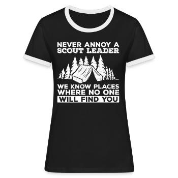 Cub Scouting Design Für Einen Pfadfinderführer - Frauen Kontrast-T-Shirt - Schwarz/Weiß - Vorne - Selfina (174cm)