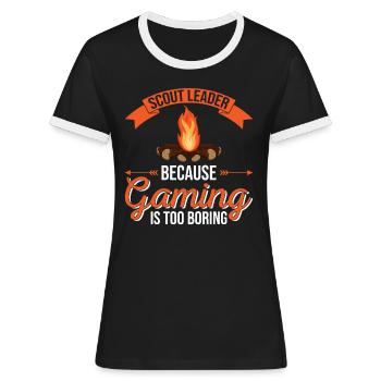 Cub Scouting Design Für Einen Pfadfinderführer - T-shirt contrasté Femme - noir/blanc - Devant - Selfina (174cm)