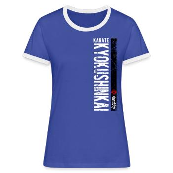 Karate Kyokushinkai Kanji Kampfkunst Japan - Frauen Kontrast-T-Shirt - Blau/Weiß - Vorne