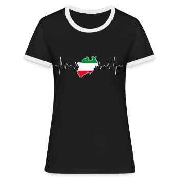NRW Nordrhein-Westfalen Liebe Heimat - Frauen Kontrast-T-Shirt - Schwarz/Weiß - Vorne - Selfina (174cm)