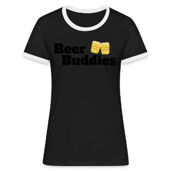 Beer Buddies - Frauen Kontrast-T-Shirt - Schwarz/Weiß - Vorne - Selfina (174cm)
