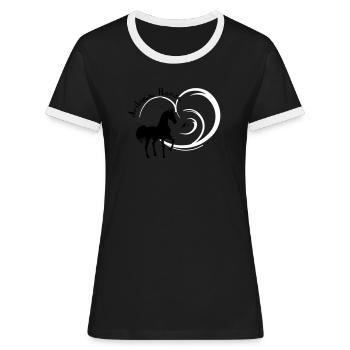 Cheval Arabe pour les fans arabes - T-shirt contrasté Femme - noir/blanc - Devant - Selfina (174cm)