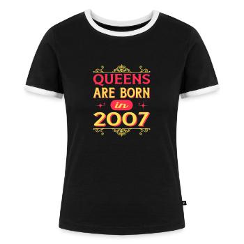 Les reines sont nées en 2007 année de naissance - T-shirt contrasté Femme - noir/blanc - Devant - Selfina (174cm)