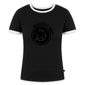 bizeps workout - Frauen Kontrast-T-Shirt - Schwarz/Weiß - Vorne - Selfina (174cm)