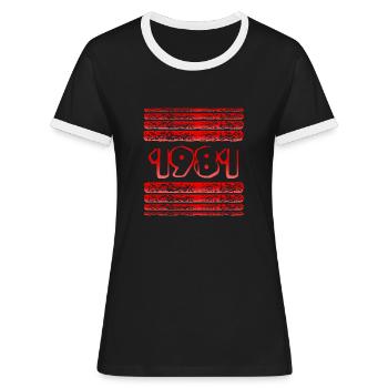 Witzig 1981 - T-shirt contrasté Femme - noir/blanc - Devant - Selfina (174cm)